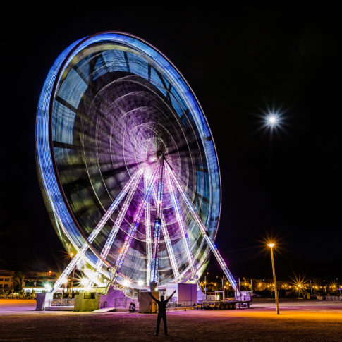 Roue, Wheel, Fete Foraine, Moon night, Full moon, Lune, Pleine Lune, Nuit, Nightscape, Motion, Pose Longue, Landscape, Paysage, Frédéric Bonnaud, FredB Art, Photo, Photographer, France